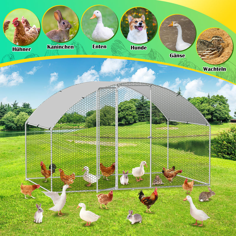 Sonnewelt chicken coop free-range enclosure dome roof galvanized steel 3x2x2m