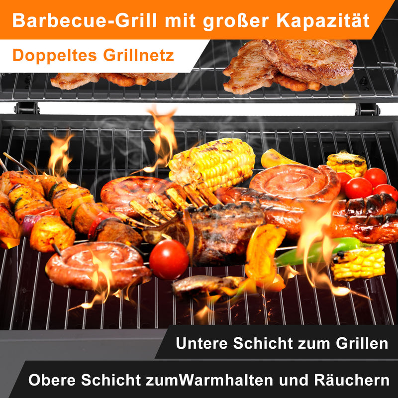 Sonnewelt Holzkohlegrill BBQ XXL Smoker mit Deckel