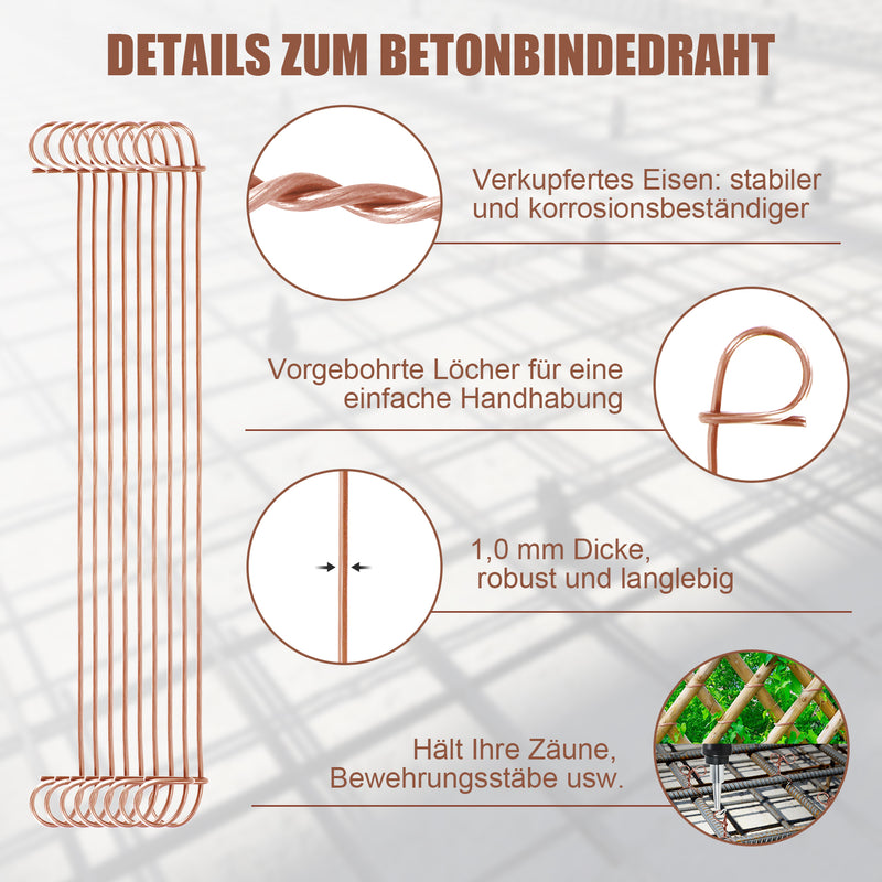 Sonnewelt Rödelwire Ø1.0 x 100 mm/140mm concrete binding wire 1000 pieces