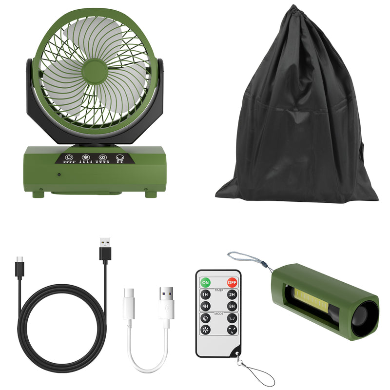 Sonnewelt Camping ventilator mit Haken & LED-Laterne 20000mAh