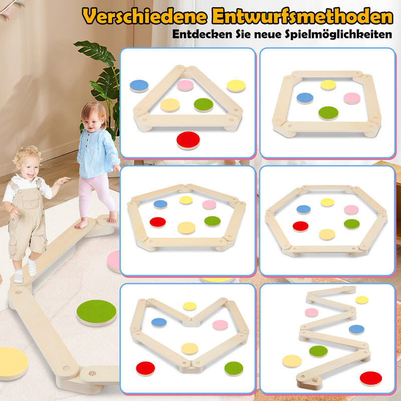 Sonnewelt Balancierbalken aus Holz mit 6 Balanciersteine für Kinder