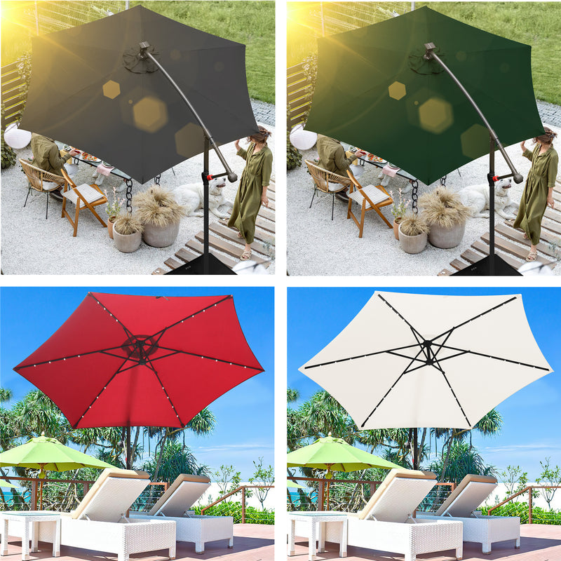 Sonnewelt cantilever umbrella 3m/3.5m with solar LED