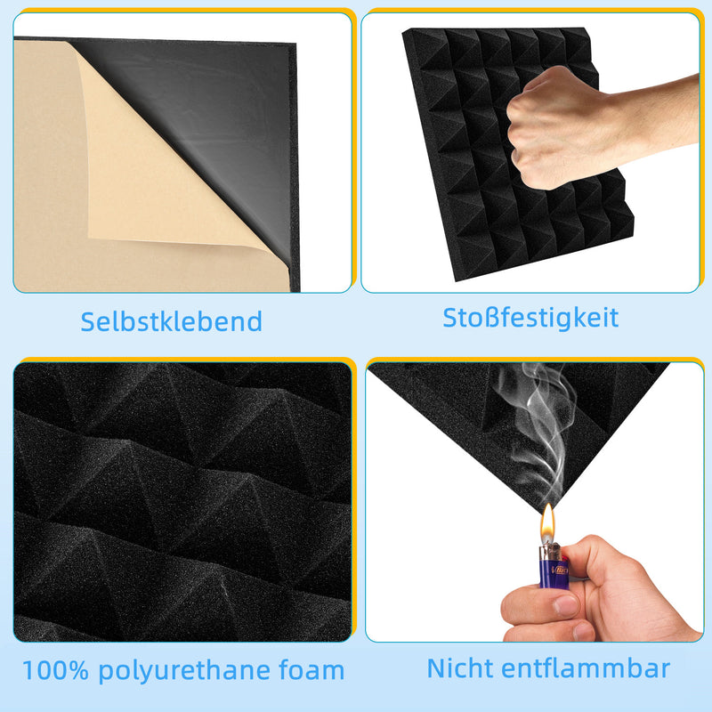 Sonnewelt Akustikschaumstoff Selbstklebend 3D Hochdichte Pyramide