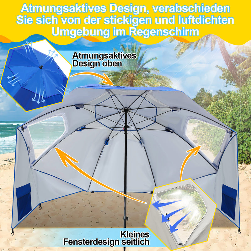 Sonnewelt 210cm Sonnenschirm Strandmuschel 2 in 1