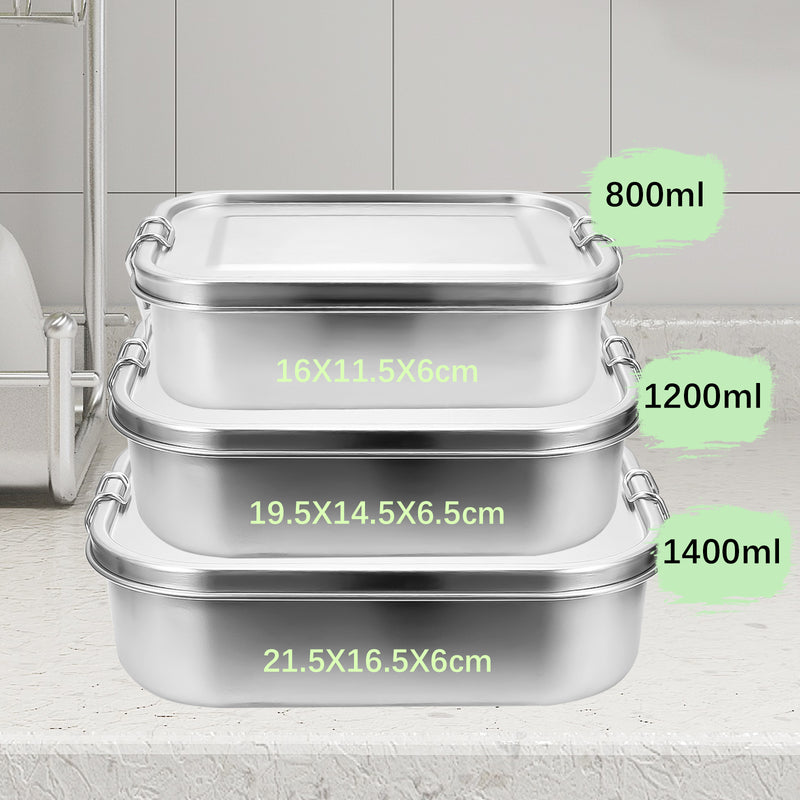 Sonnewelt Brotdose Edelstahl Lunchbox 800+1200+1400ml Kombi-Set