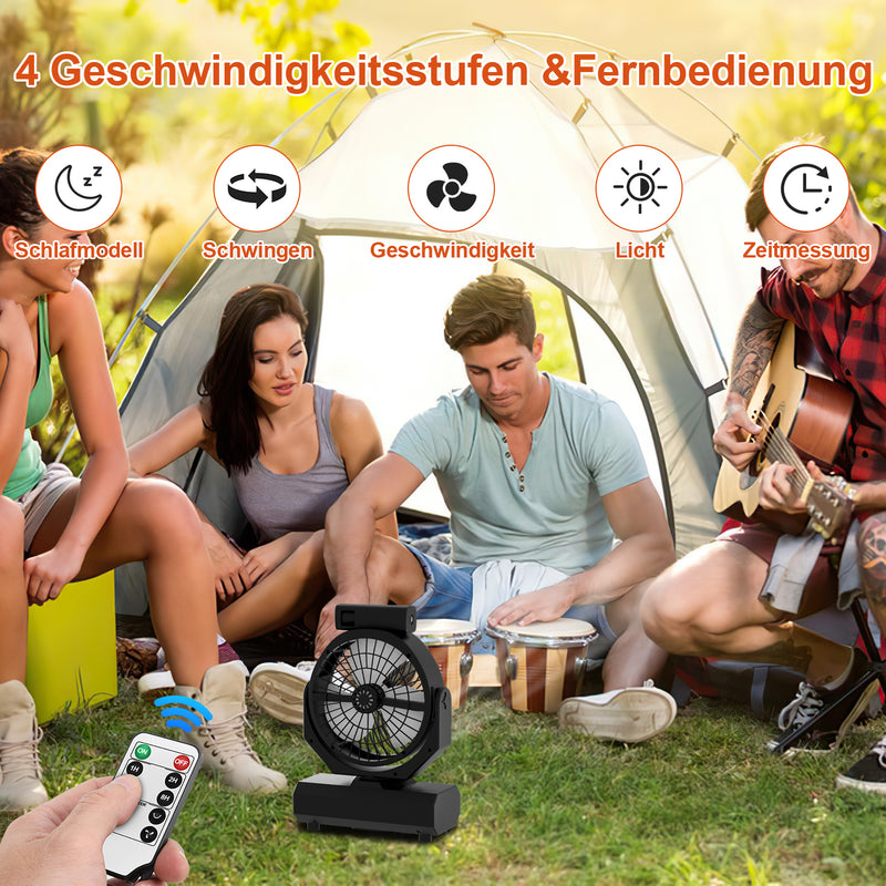 Sonnewelt Camping ventilator mit Haken & LED-Laterne 20000mAh