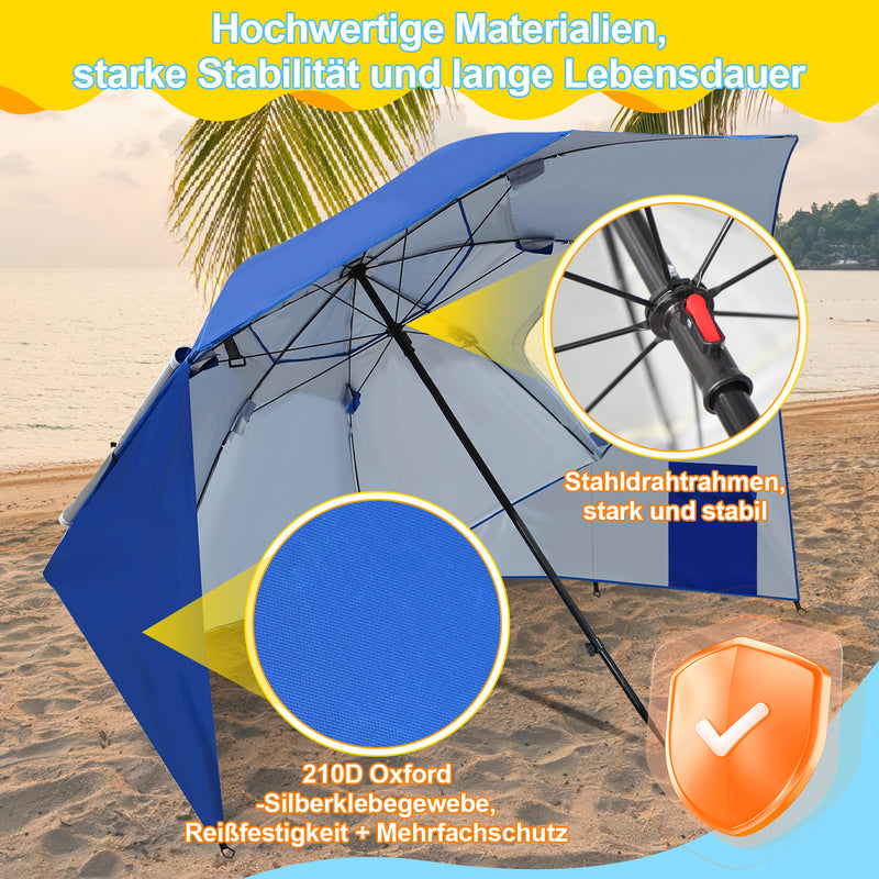 Sonnewelt 210cm Sonnenschirm Strandmuschel 2 in 1