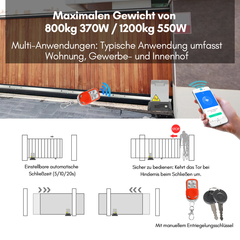 Sonnewelt sliding gate operator garage door operator with app control 370W/550W