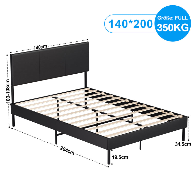 Sonnewelt upholstered bed frame with leather headboard