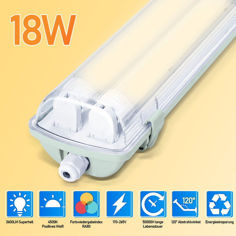 Sonnewelt LED damp-proof light 2x 18W 120 cm T8 neutral white