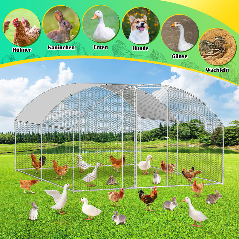 Sonnewelt chicken coop free-range enclosure dome roof galvanized steel 3x4x2m