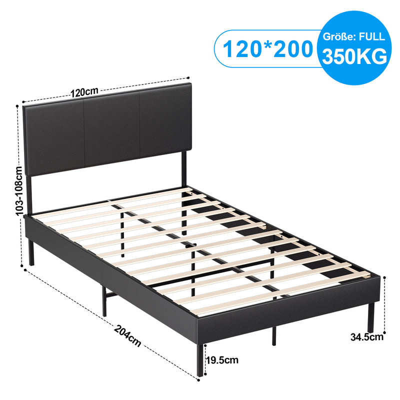 Sonnewelt upholstered bed frame with leather headboard