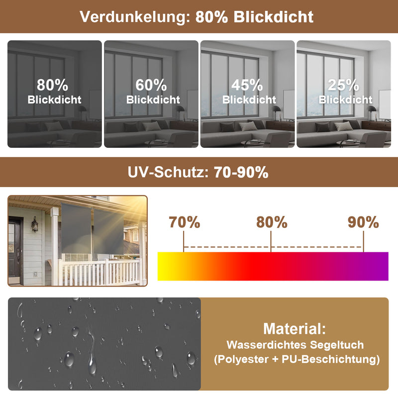 Sonnewelt vertical awning outdoor roller blind dark grey/light grey