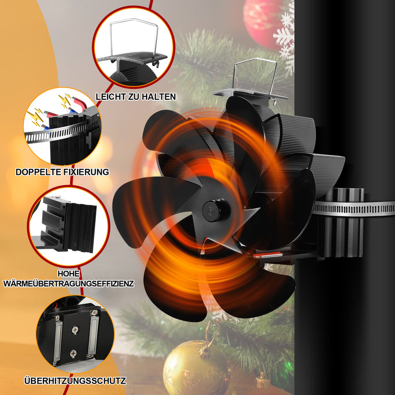 Sonnewelt fireplace fan 6 blades magnetic