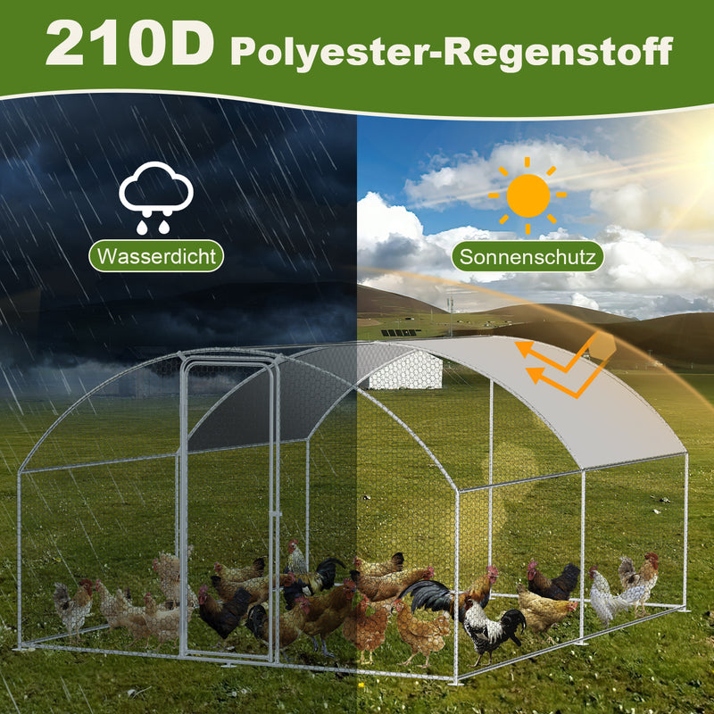 Sonnewelt chicken coop free-range enclosure dome roof galvanized steel 3x4x2m