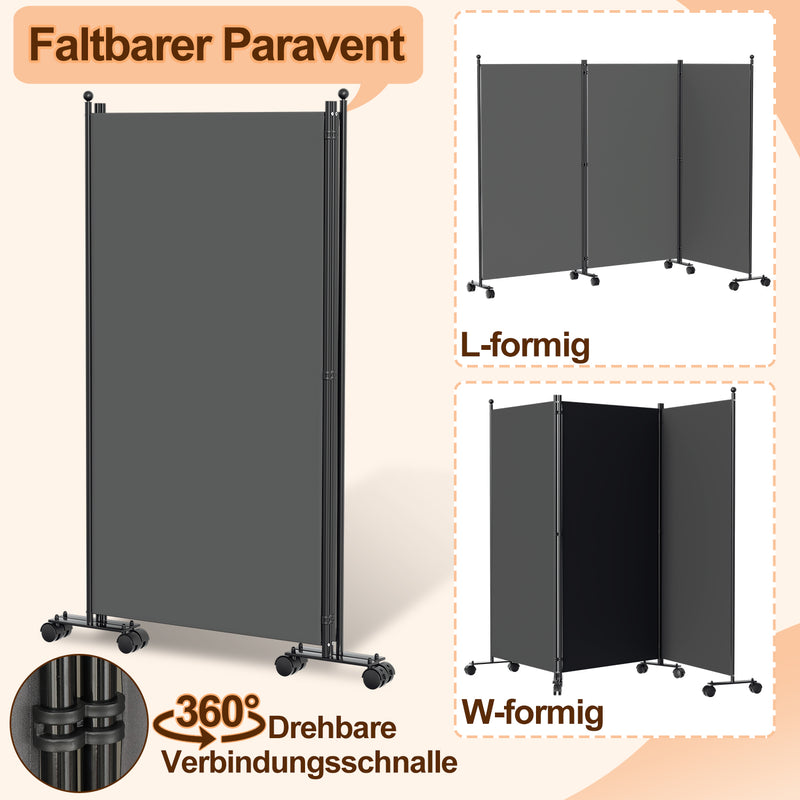 Sonnewelt Paravent Room Divider 1/3/4/5 Part Partition with Wheels