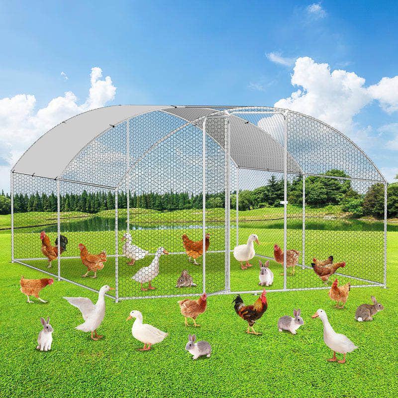 Sonnewelt chicken coop free-range enclosure dome roof galvanized steel 3x4x2m