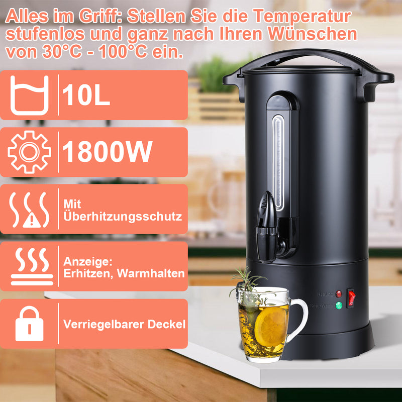 Sonnewelt Glühweinkocher Glühweintopf Edelstahl 1800W 10L