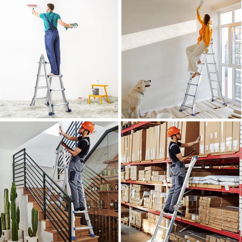 Sonnewelt telescopic ladder multifunctional ladder 3 in 1 aluminum ladder