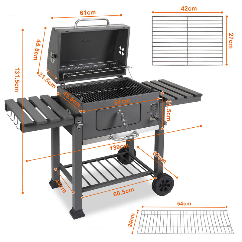 Sonnewelt Holzkohlegrill BBQ XXL Smoker mit Deckel