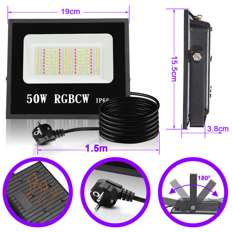 Sonnewelt RGB LED Strahler 50W 2 Stück Bluetooth APP-Steuerung