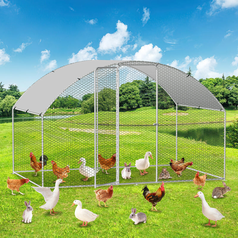 Sonnewelt chicken coop free-range enclosure dome roof galvanized steel 3x2x2m