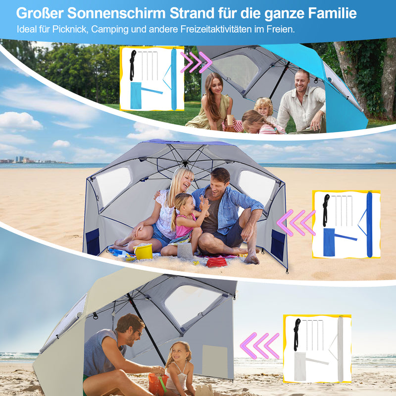 Sonnewelt 210cm Sonnenschirm Strandmuschel 2 in 1