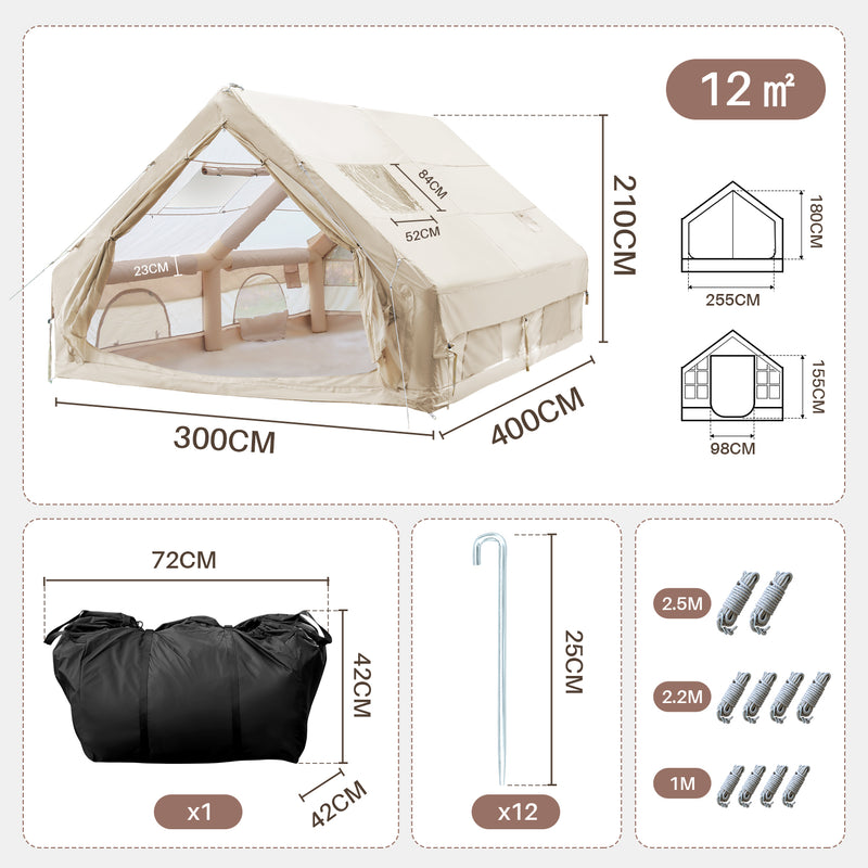 Sonnewelt Aufblasbares Campingzelt mit Kaminöffnung & Dachfenster