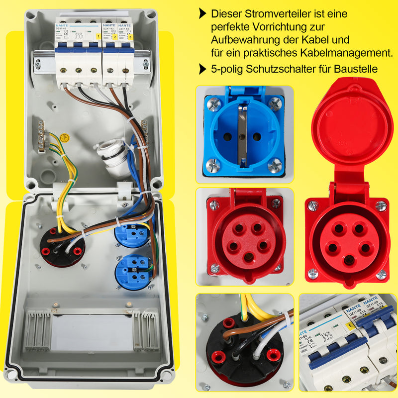 Sonnewelt wall distributor 2xSchuko socket and CEE socket 16A