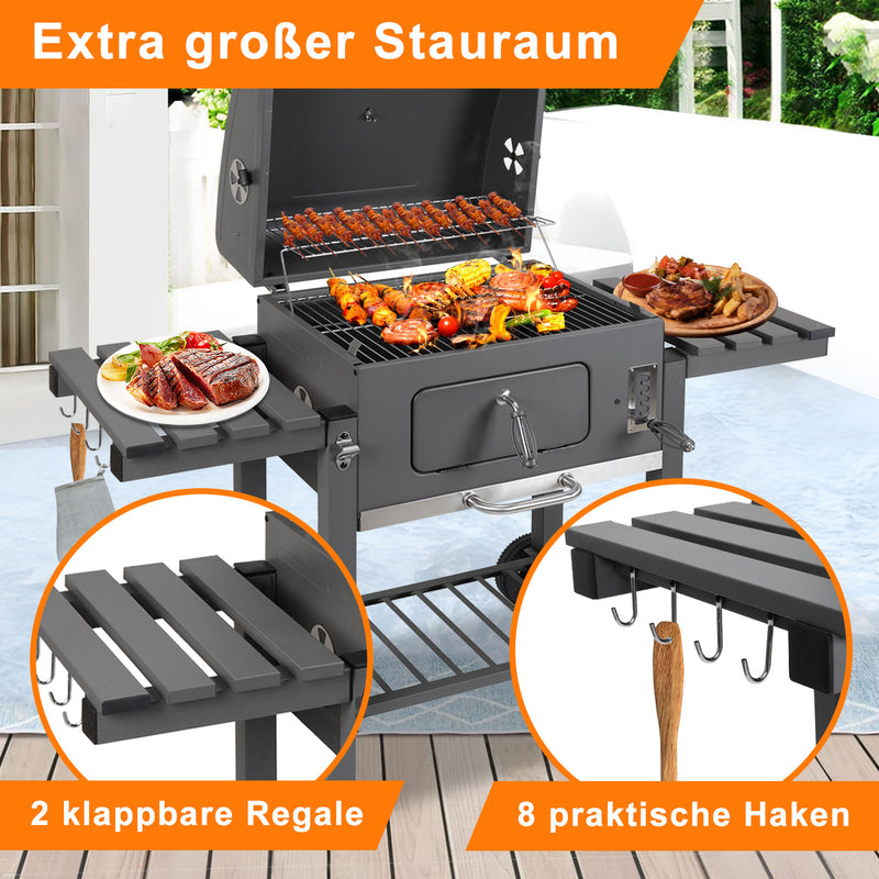 Sonnewelt Holzkohlegrill BBQ XXL Smoker mit Deckel