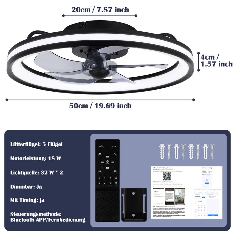 Sonnewelt Deckenventilator Ventilator mit Fernbedienung und Beleuchtung