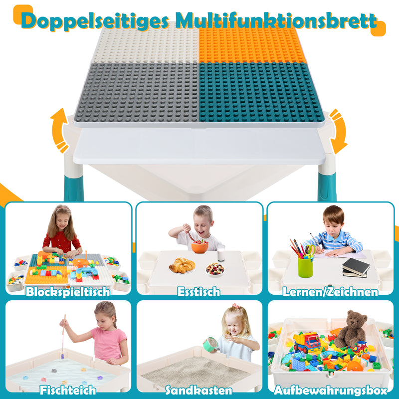 Sonnewelt Kindertisch mit 2 Stühle Spieltisch mit 251 Stück Bausteine