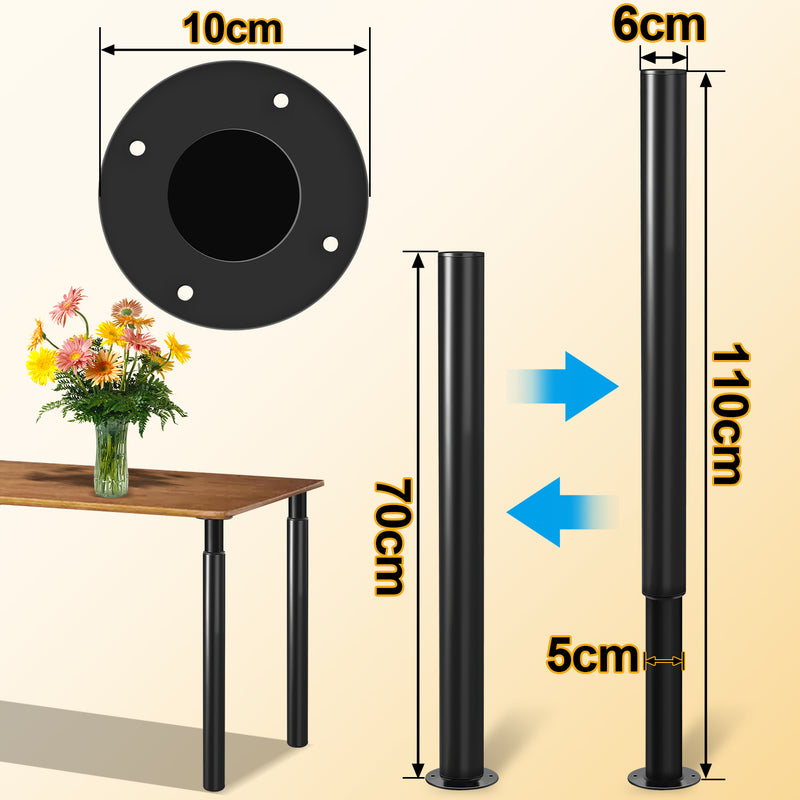 Sonnewelt Set of 4 Table Legs Metal Height Adjustable 71cm-110cm