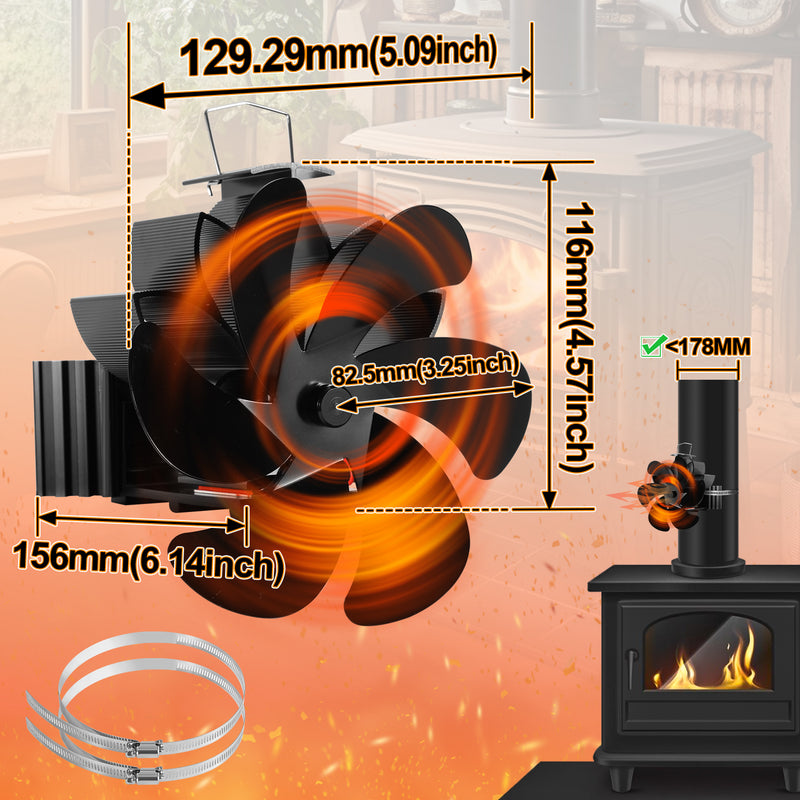 Sonnewelt fireplace fan 6 blades magnetic