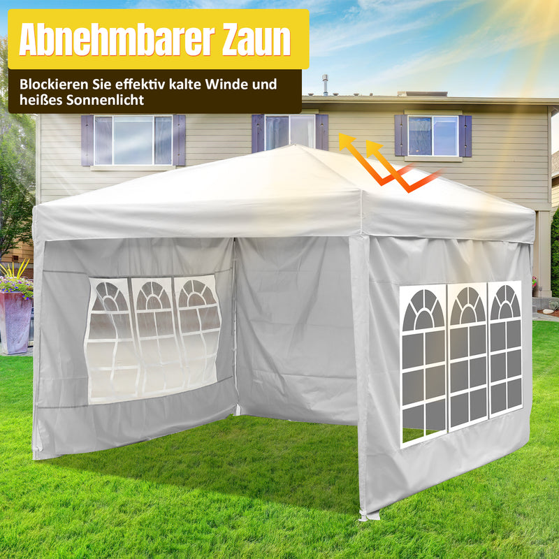 Sonnewelt Pop-Up Pavillon Gazebo 3x3m mit Seiten