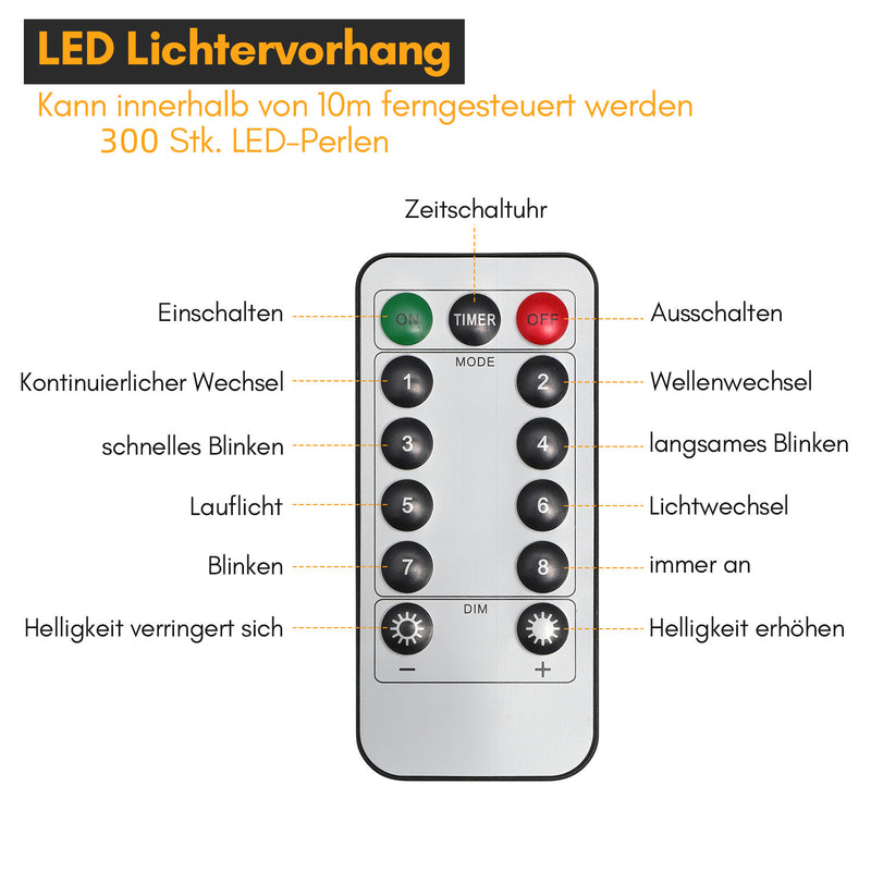 Sonnewelt LED light curtain 3x3m/3x6m warm white/color