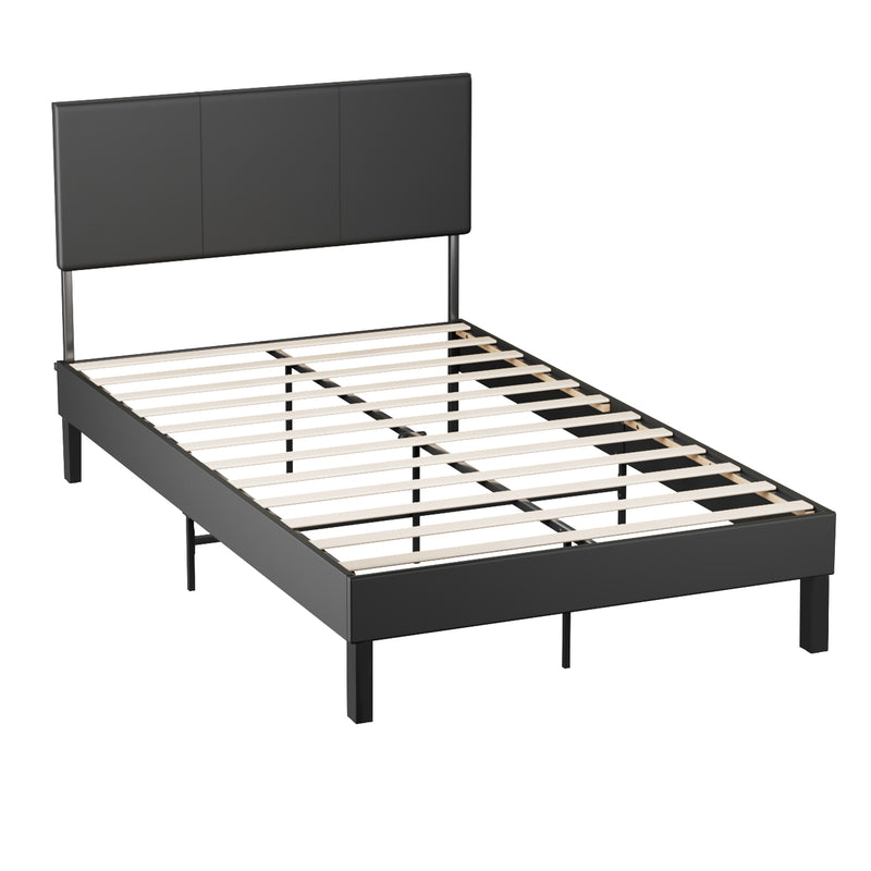 Sonnewelt upholstered bed frame with leather headboard