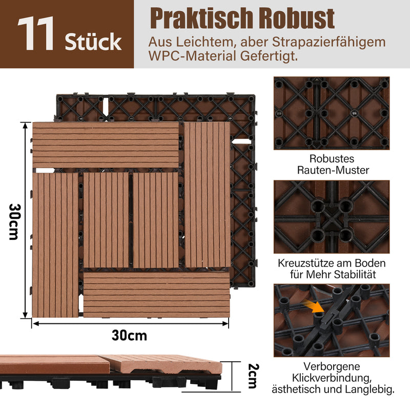 Sonnewelt WPC Terrassenfliesen Klickfliese 30x30cm 11 stk