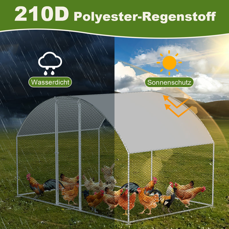 Sonnewelt chicken coop free-range enclosure dome roof galvanized steel 3x2x2m