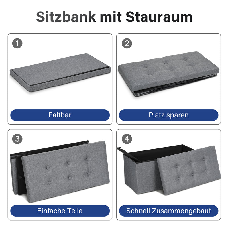 Sonnewelt Sitzhocker mit Stauraum Aufbewahrungsbox 76x38x38cm