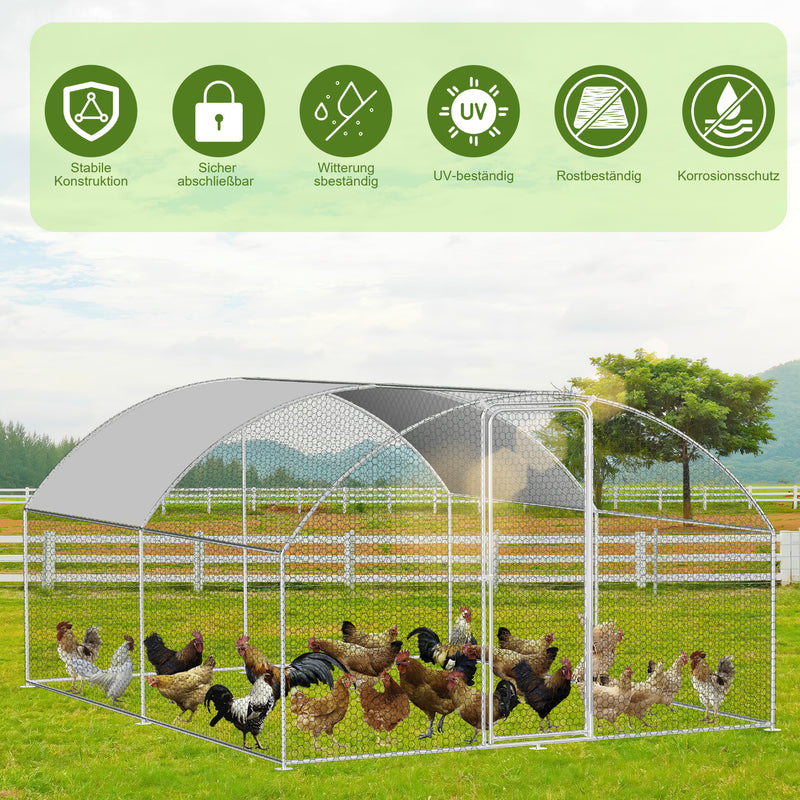 Sonnewelt chicken coop free-range enclosure dome roof galvanized steel 3x4x2m