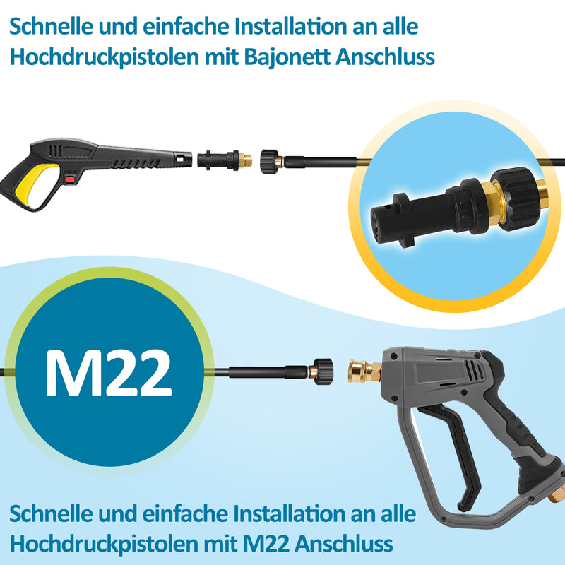 Sonnewelt pipe cleaning hose 10M-30M with rigid and swivel nozzles, 3 adapters