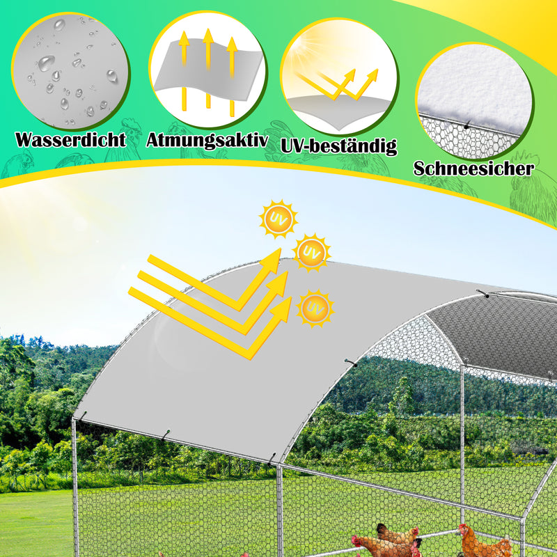 Sonnewelt chicken coop free-range enclosure dome roof galvanized steel 3x4x2m