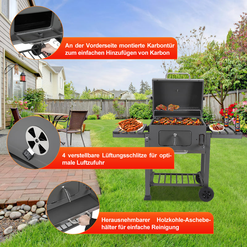 Sonnewelt Holzkohlegrill BBQ XXL Smoker mit Deckel