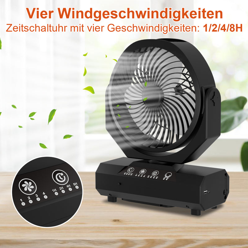 Sonnewelt Camping ventilator mit Haken & LED-Laterne 20000mAh