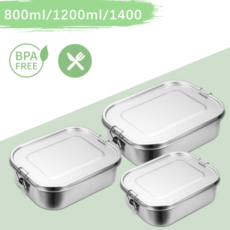 Sonnewelt Brotdose Edelstahl Lunchbox 800+1200+1400ml Kombi-Set