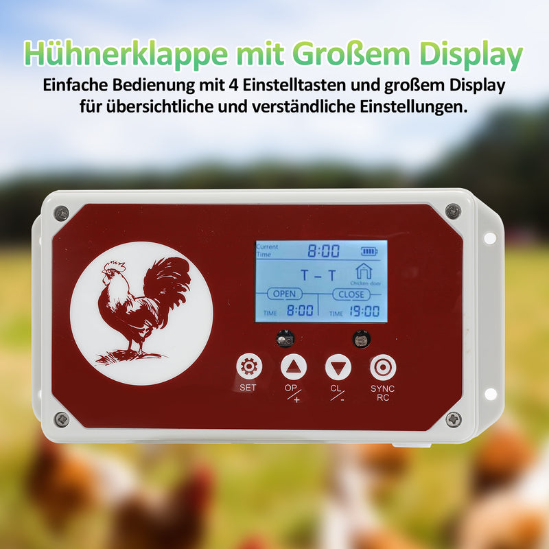 Sonnewelt Automatic Chicken Flap with Light Sensor, Timer, LED Display