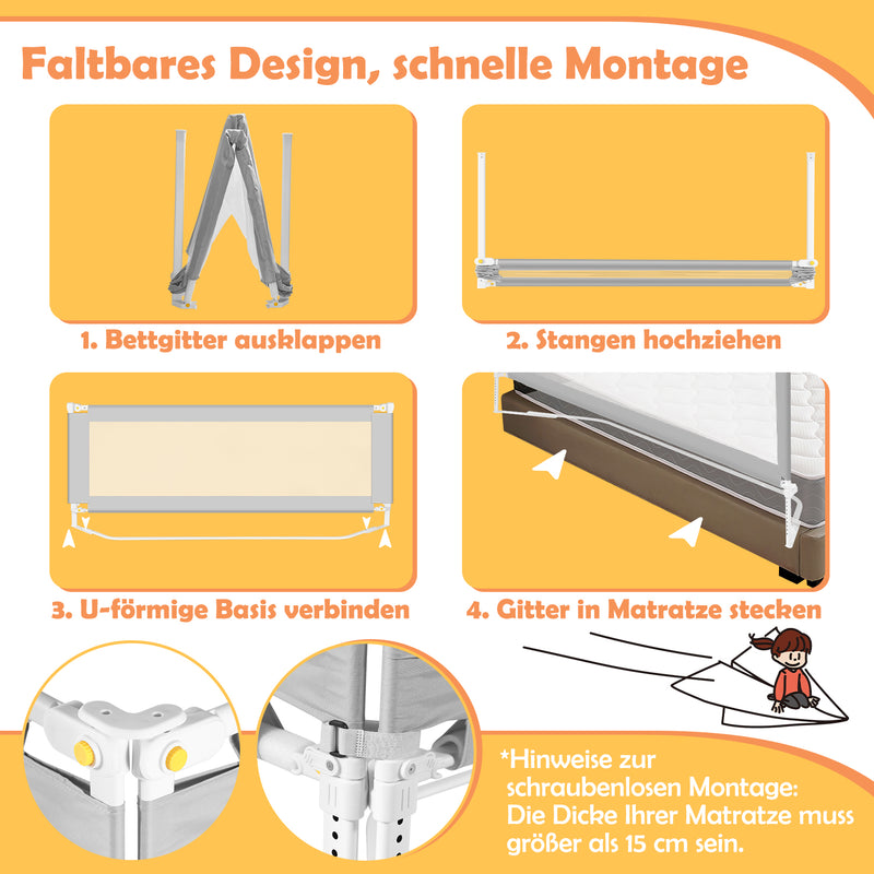 Sonnewelt Bettschutzgitter Kinderbettgitter mit U-förmiger Basis