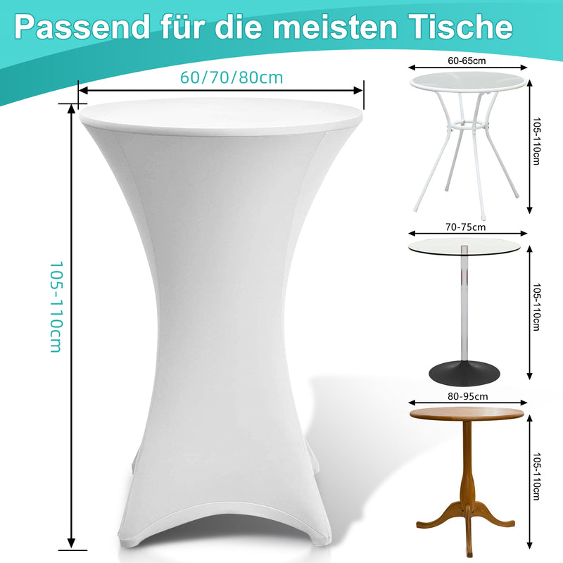 Sonnewelt Stehtischhusse Stretch Tischdecke Weiß